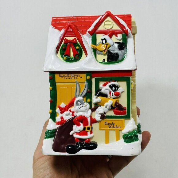 Vintage Russell Stover Looney Tunes Christmas Santa Piggy Bank House Bunny Daffy - Picture 1 of 12